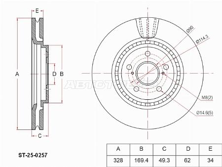 Диск тормозной (Спереди) Toyota RAV4 (XA50) 18-