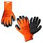 Перчатки акриловые с двухслойным латексным покрытием ладони (XL), утепленные, оранж./черн., с подвесом (AWG-W-05)
