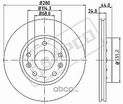 Диск торм. вент. перед. RENAULT Duster/Megane/Fluence 11- 280x24 BD0321