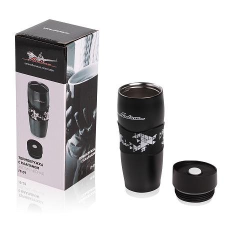 Термокружка c клапаном, 380 мл., черная (IT-01)