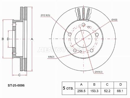 Диск тормозной (Спереди) Nissan Serena 91-01