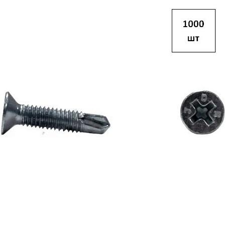 Саморез 3.9 х 25 сверло, потай, оц. (ОКОННЫЙ) 1000шт FORTLUFT sts030084