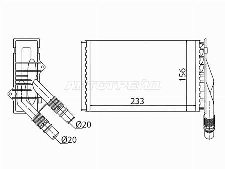 Радиатор отопителя салона  RENAULT KANGOO 98-(трубчатый)