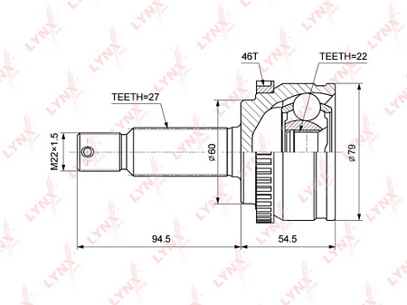 ШРУС HYUNDAI ELANTRA (HD) 06-11 внутр. CO-3850A