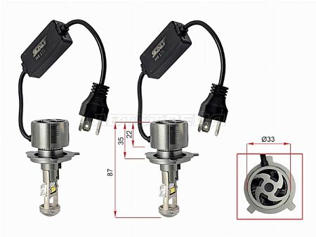 Лампа (H4/ LED/ Комплект/ 40/30W 6500K линза)
