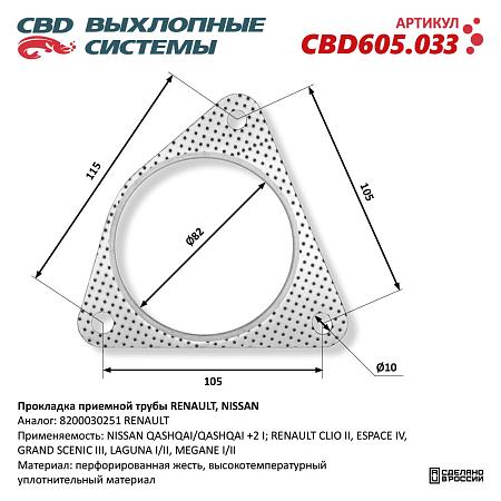 Прокладка приемной трубы CBD605.033
