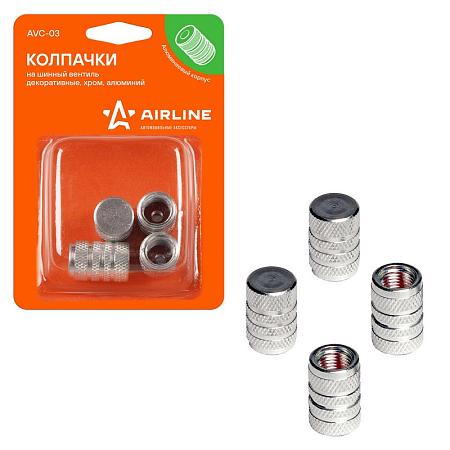 AIRLINE AVC-03 Колпачки на шинный вентиль, декоративные, 4 шт.