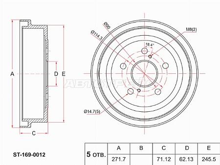 Барабан тормозной TOYOTA CAMRY SXV10/20 91-01