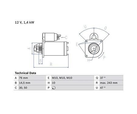 Стартер 12v  1.4kw 0986022840