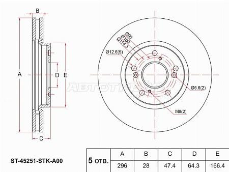 Диск тормозной (Перед) Honda CR-V 06-18